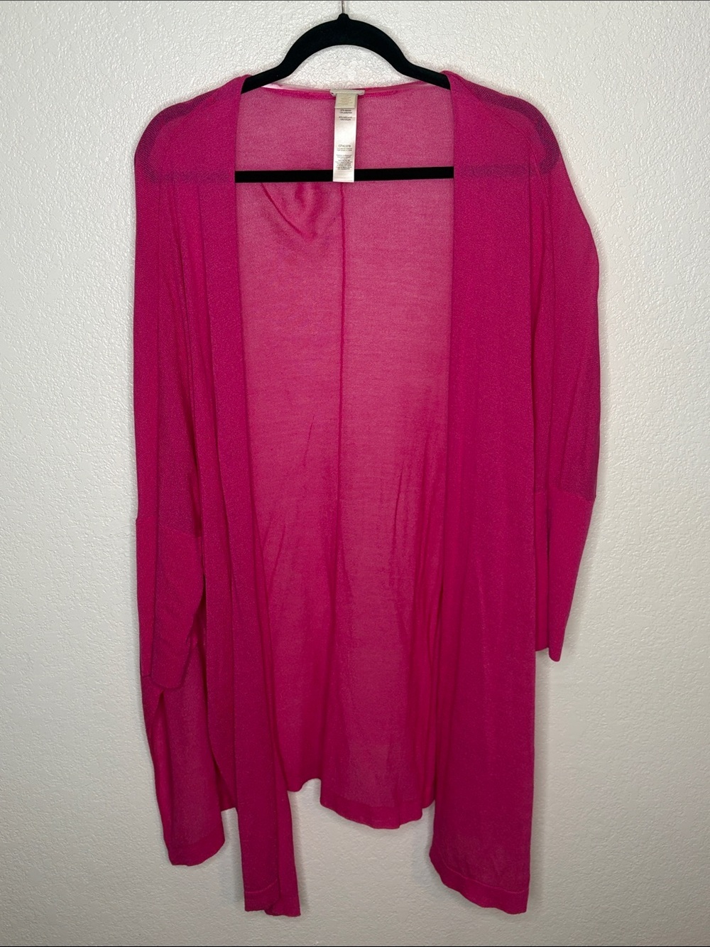 Chico’s Tropical Pink Convertible Cardigan Sweater 3/4 Sleeves Size 2 (12/14)
